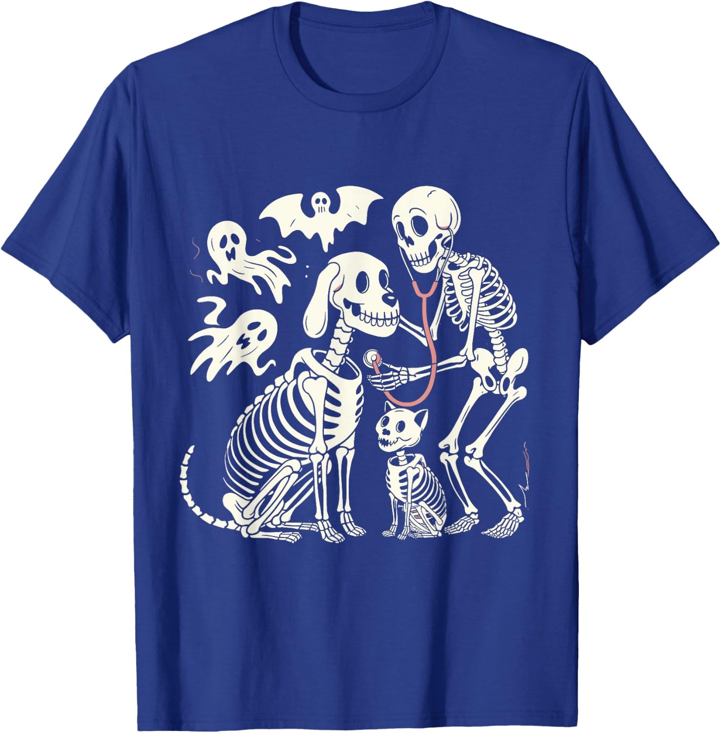 Funny Skeleton Veterinarian Animal Lovers Spooky Halloween T-Shirt - T-Shirt | Royal