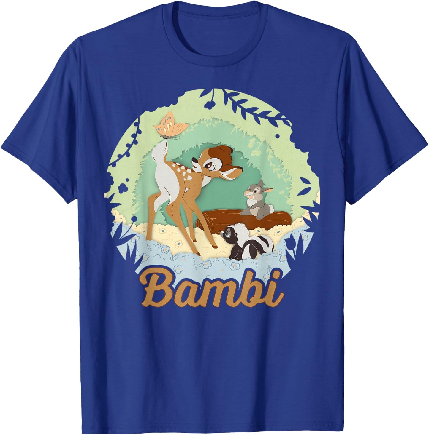 Disney Bambi Thumper And Flower Paper Cut Portrait T-Shirt - T-Shirt | Royal