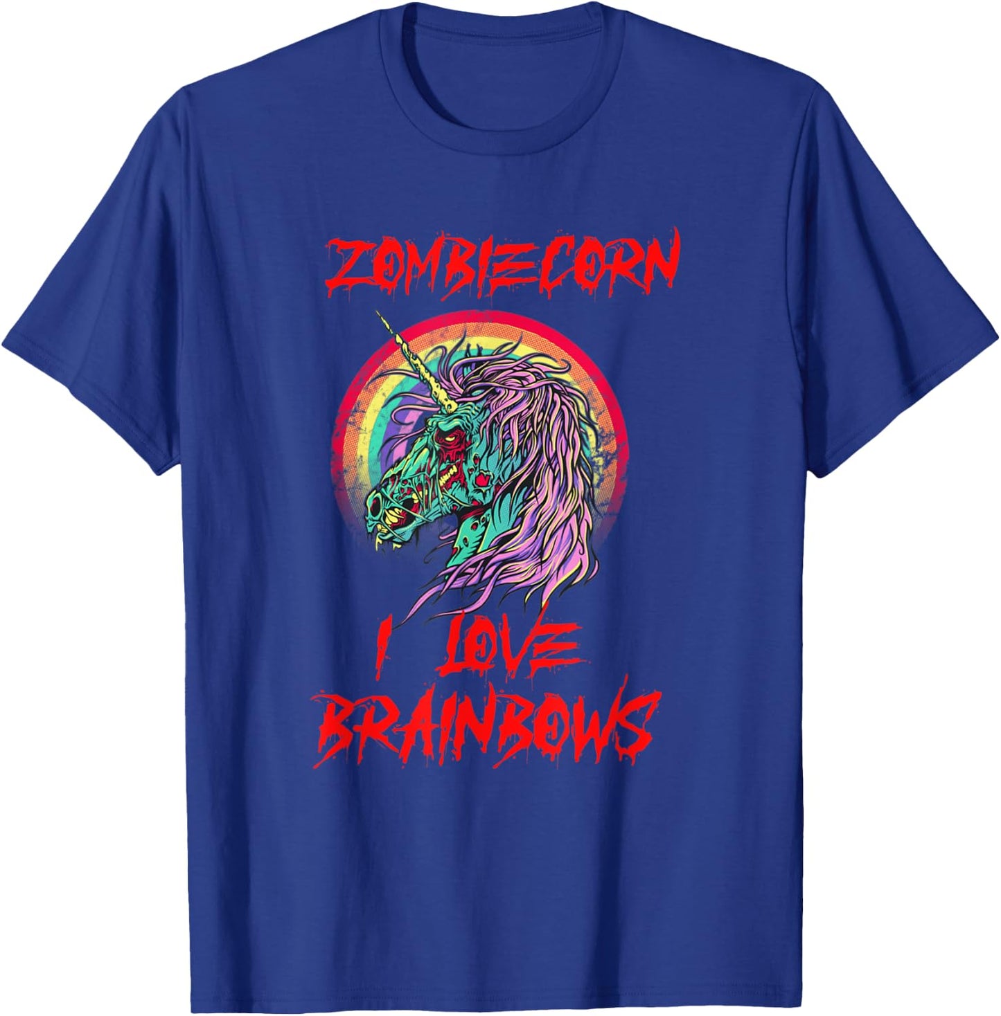 Zombiecorn Zombie Unicorn Brainbows Halloween T-Shirt - T-Shirt | Royal