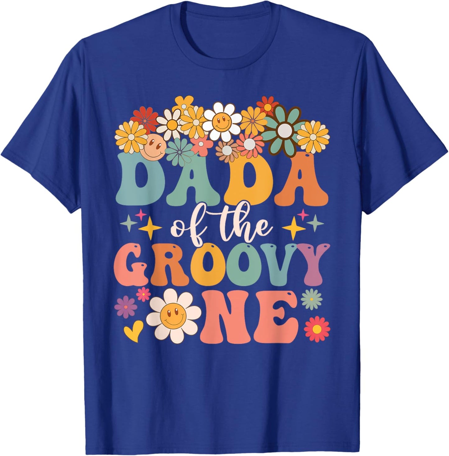 Retro Dada of Groovy One Matching Family 1st Birthday Party T-Shirt - T-Shirt | Royal