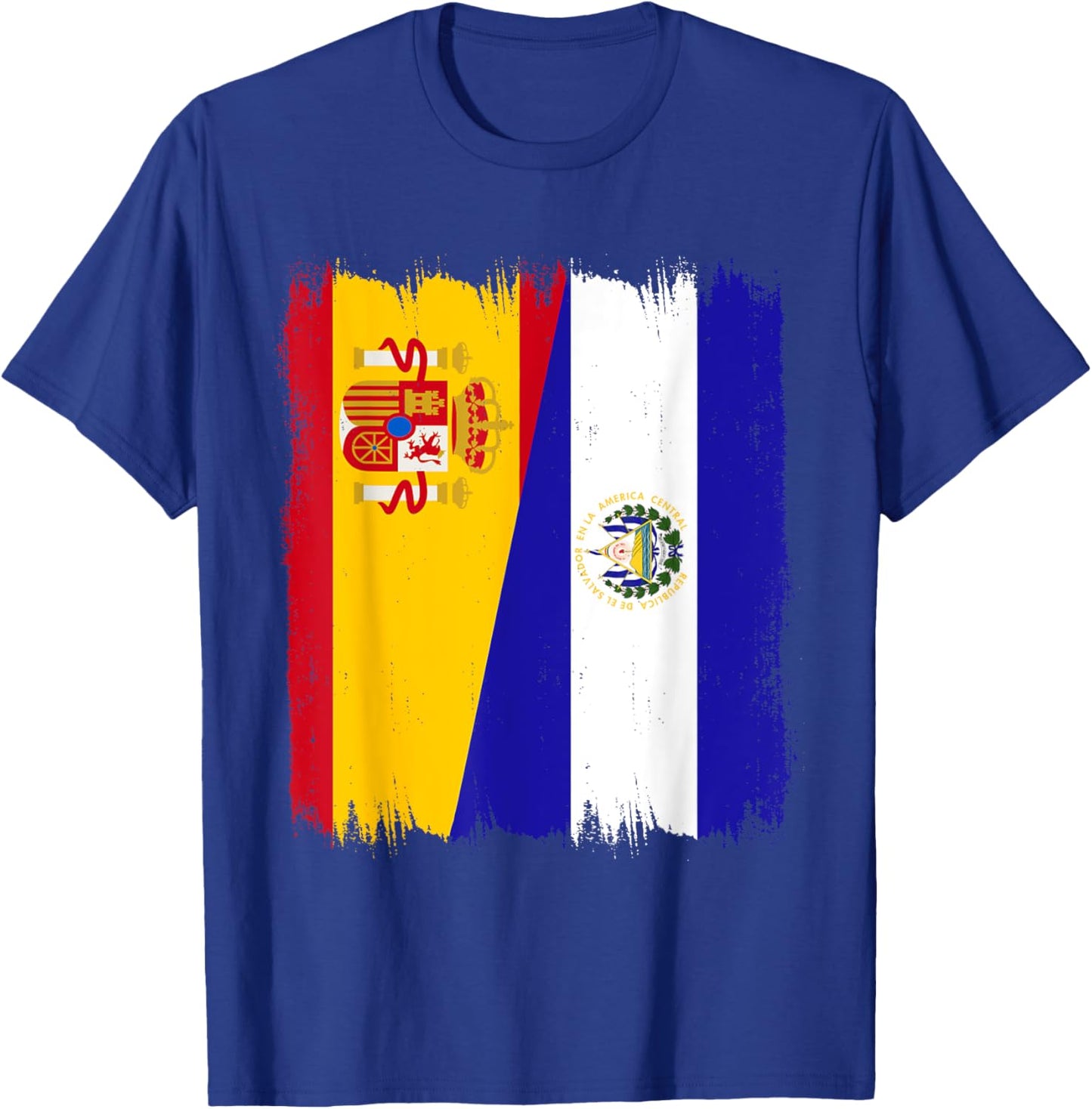 Spain El Salvador Flag Spanish Salvadorian Roots T-Shirt - T-Shirt | Royal