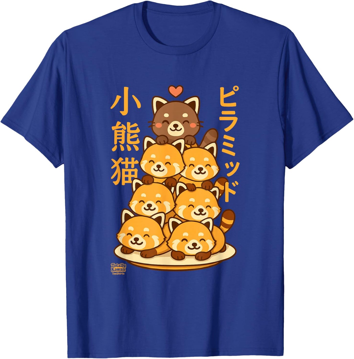 Kawaii Red Panda Pyramid Anime Japanese Letters Cute T-Shirt - T-Shirt | Royal