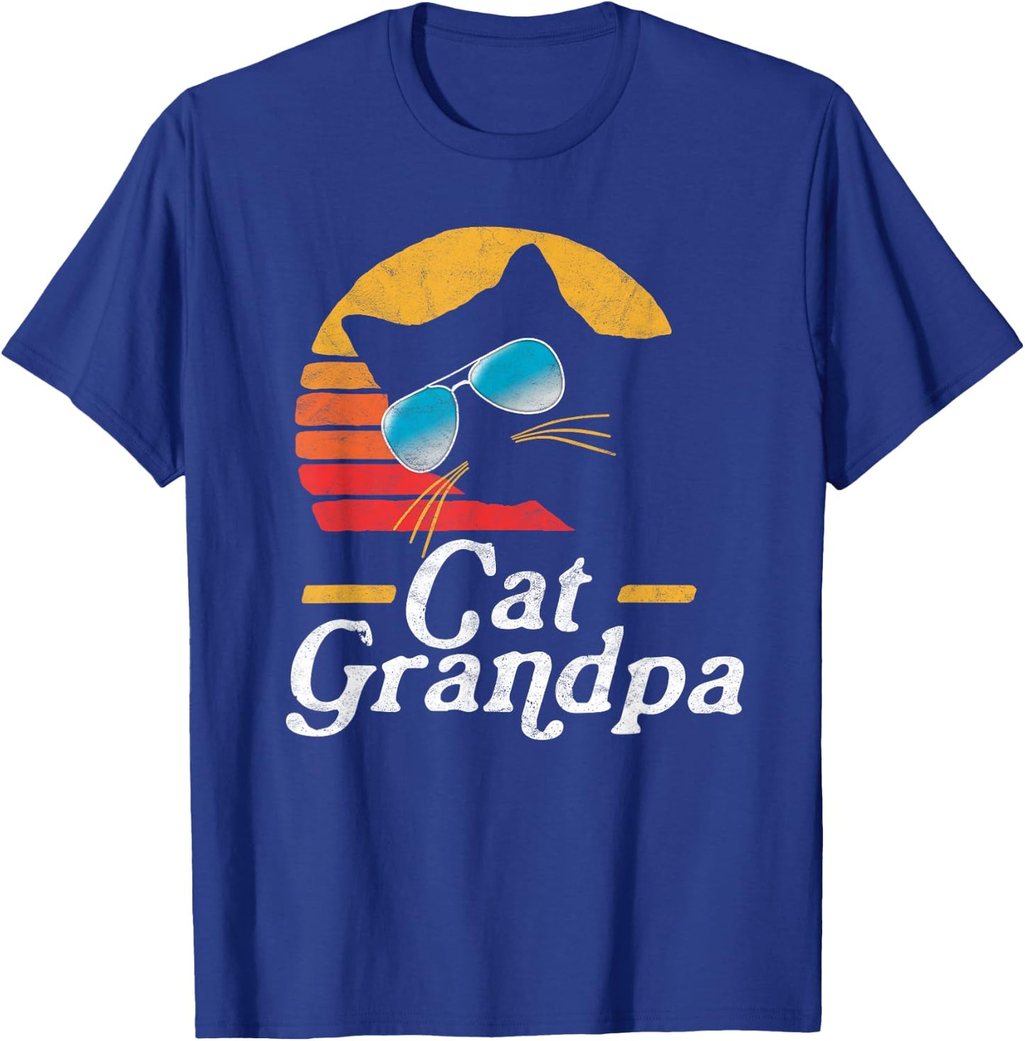 Cat Grandpa Vintage Eighties Style Cat Retro Sunglasses T-Shirt - T-Shirt | Royal