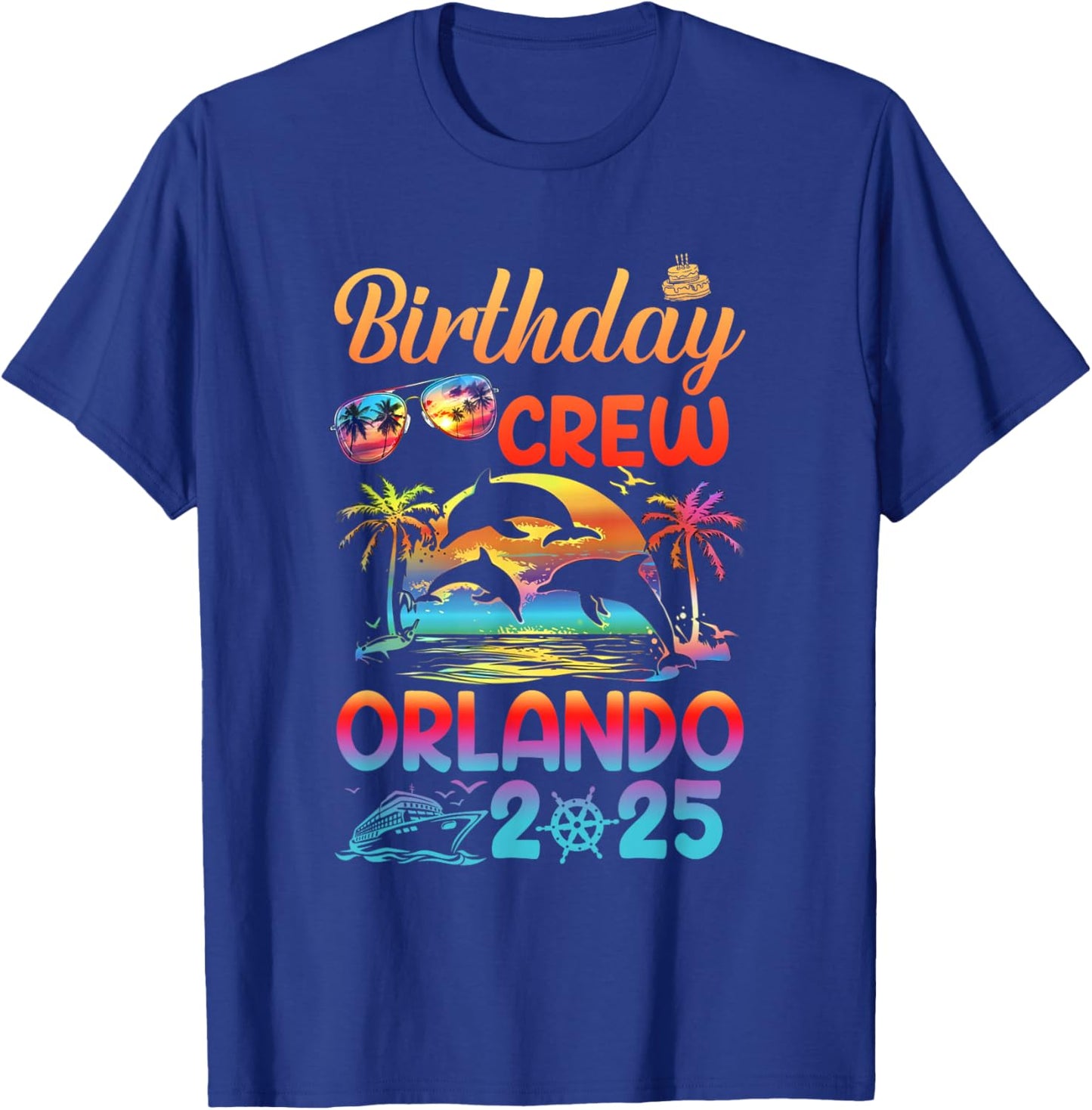 Orlando Birthday Trip Summer Vacation 2025 Matching Group - -Adults, Kids - Black - Small - Short Sleeve - - Retro - - Letter Print - Lightweight T-Shirt - T-Shirt | Royal