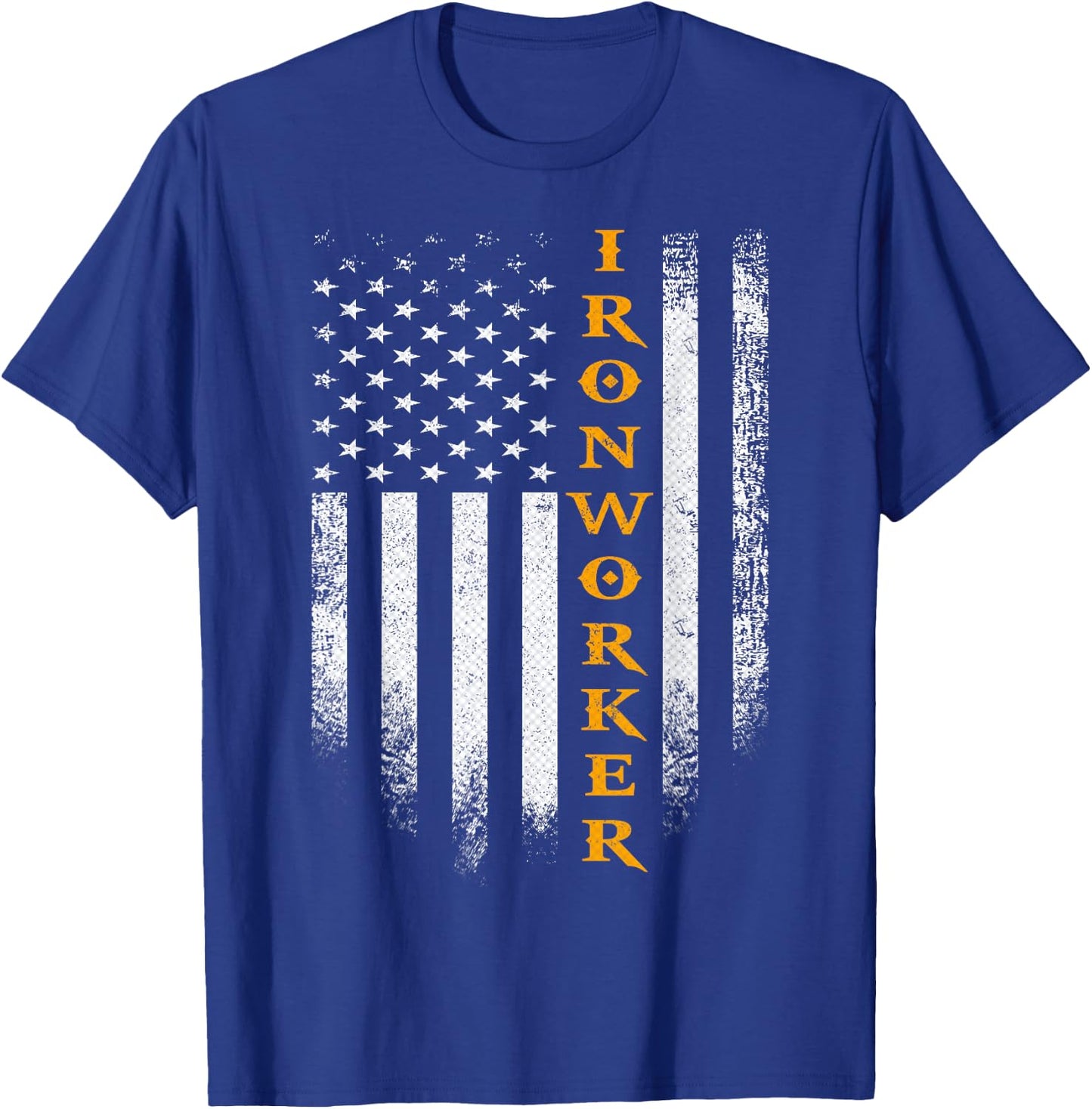 Vintage USA Ironworker American Flag Iron Worker Patriotic T-Shirt - T-Shirt | Royal