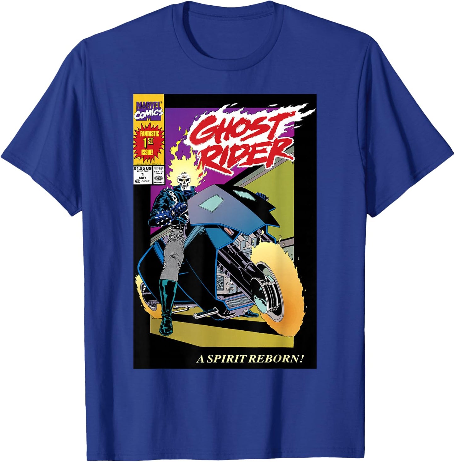 Marvel Ghost Rider Number 1 Comic Cover T-Shirt - T-Shirt | Royal