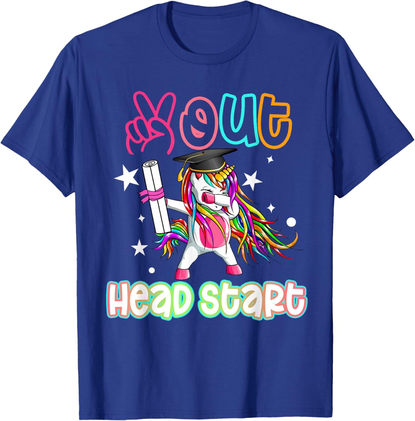 Peace out Headstart Dabbing Unicorn Last Day Of School Kids T-Shirt - T-Shirt | Royal