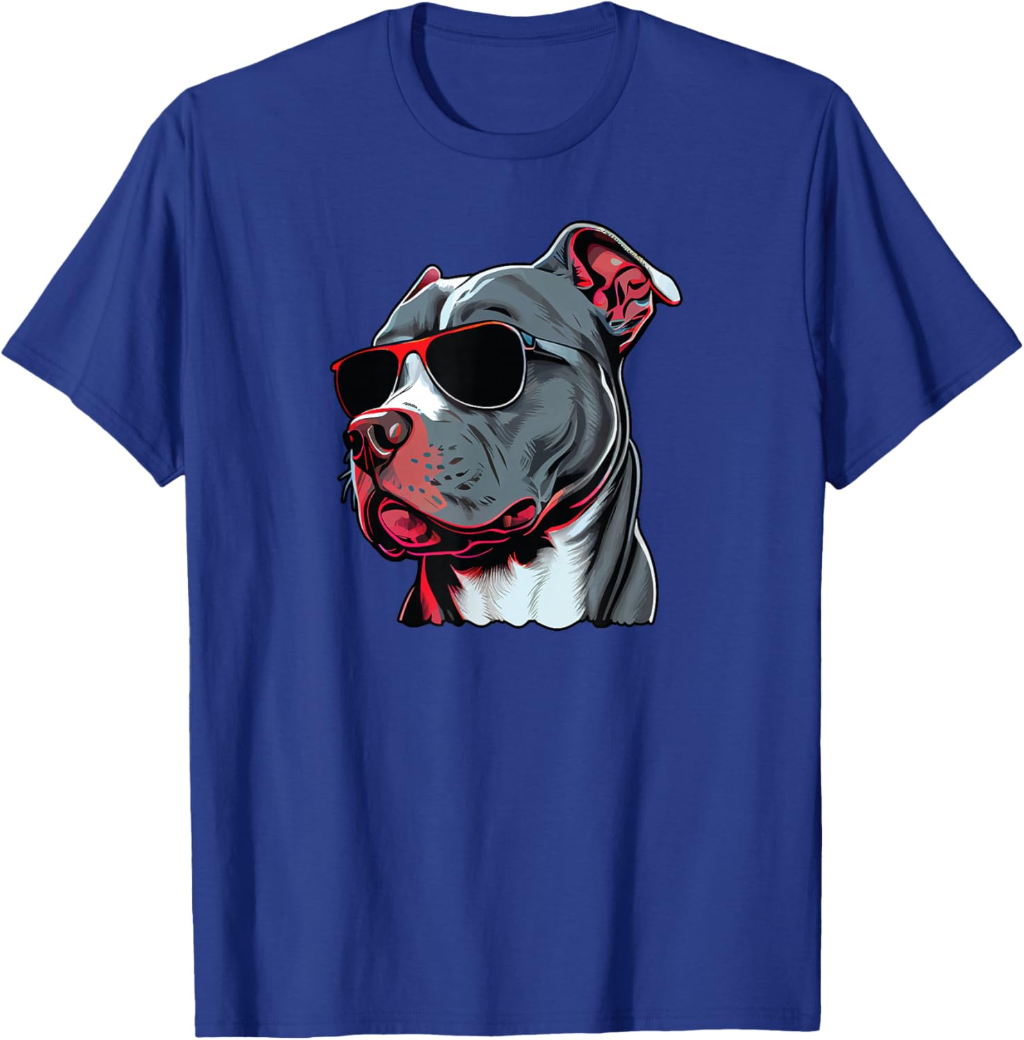Dad Mom Cool Dog Sunglasses - Pitbull T-Shirt - T-Shirt | Royal