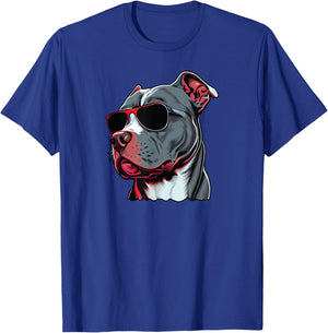 Dad Mom Cool Dog Sunglasses - Pitbull T-Shirt - T-Shirt | Royal