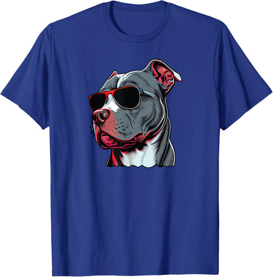 Dad Mom Cool Dog Sunglasses - Pitbull T-Shirt - T-Shirt | Royal