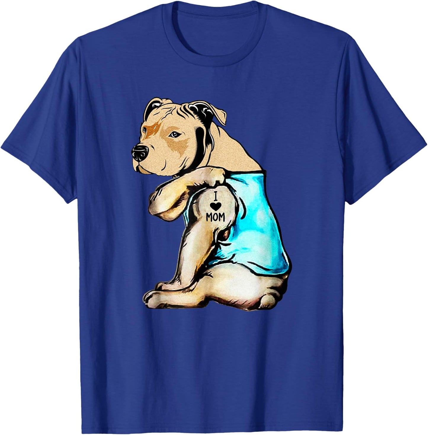 Pit Bull - I Love Mom Tattoo Small T-Shirt - T-Shirt | Royal