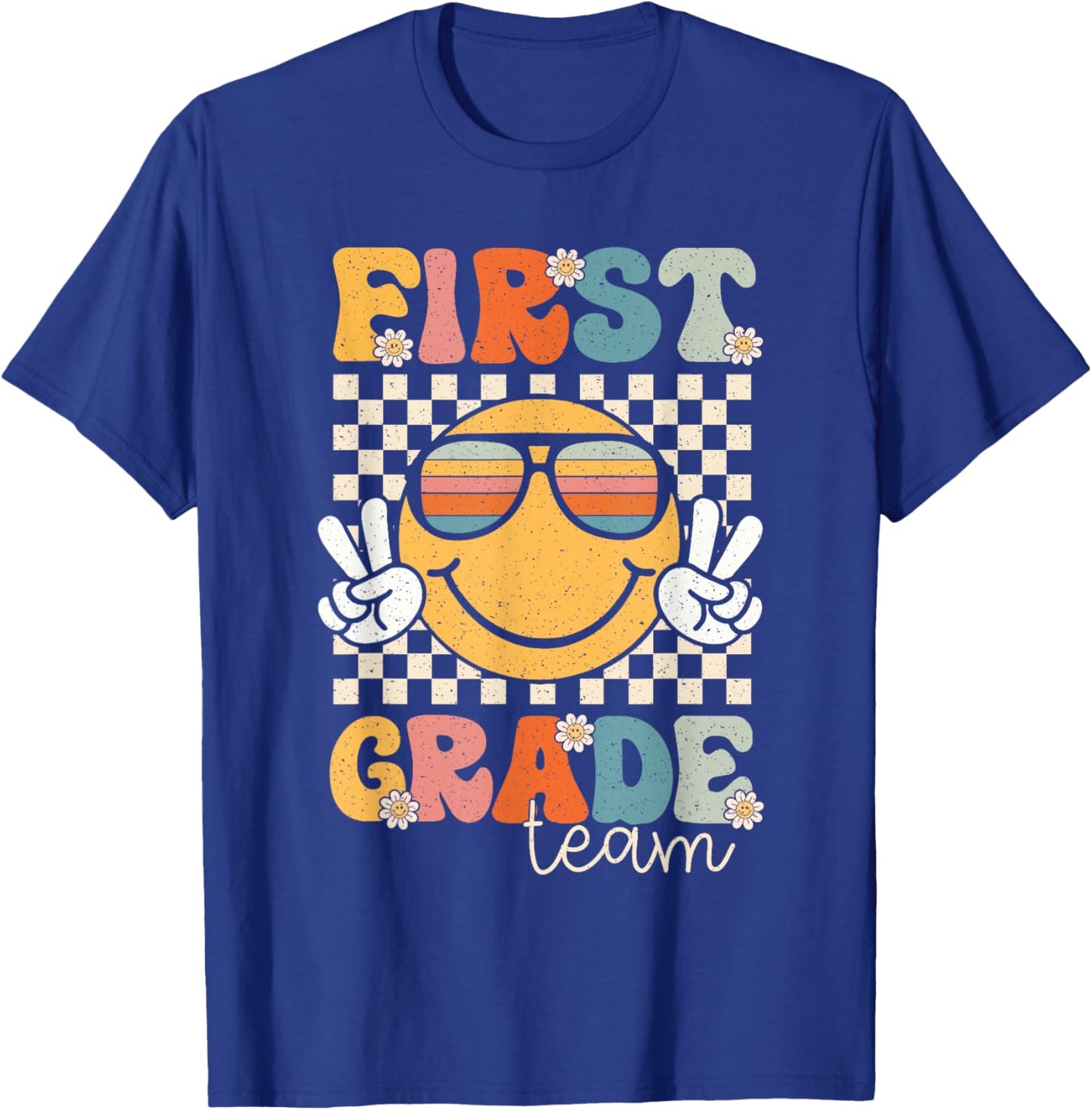 First Grade Team Smile Retro 1st Day of School 1st Grade T-Shirt - T-Shirt | Royal