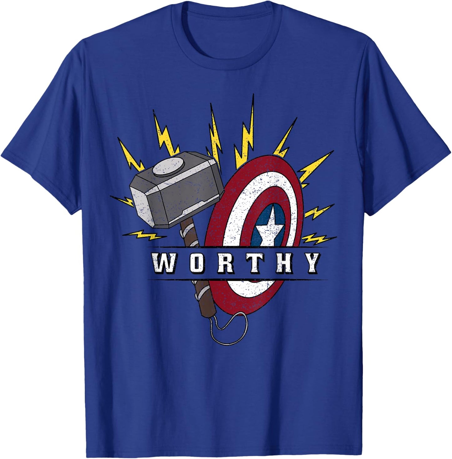 Marvel Avengers Endgame Captain America Worthy Hammer Shield T-Shirt - T-Shirt | Royal