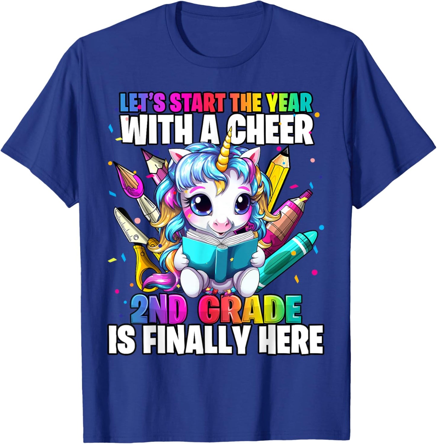 Unicorn 2nd Grade Back to School First Day of School Girls T-Shirt - T-Shirt | Royal
