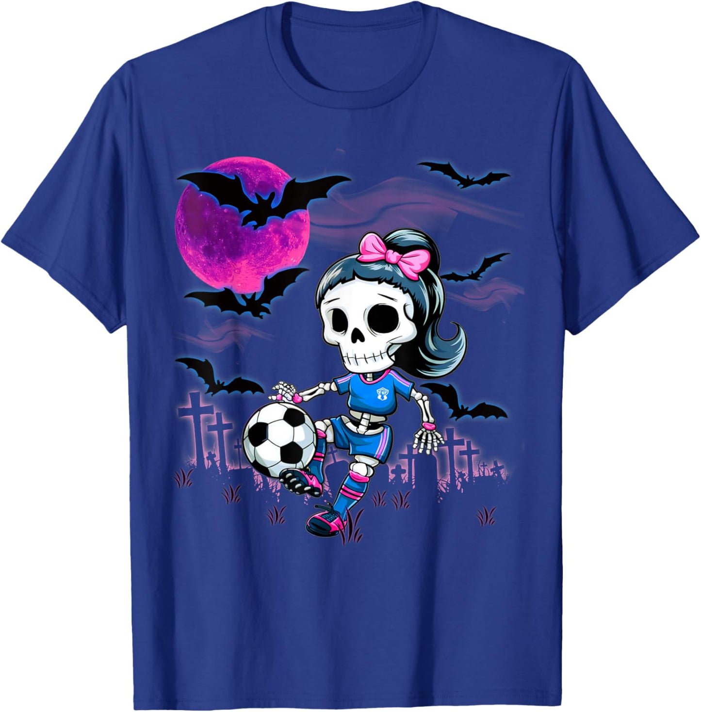 Halloween Soccer Ghouls Trick or Treat at the Soccer Field T-Shirt - T-Shirt | Royal