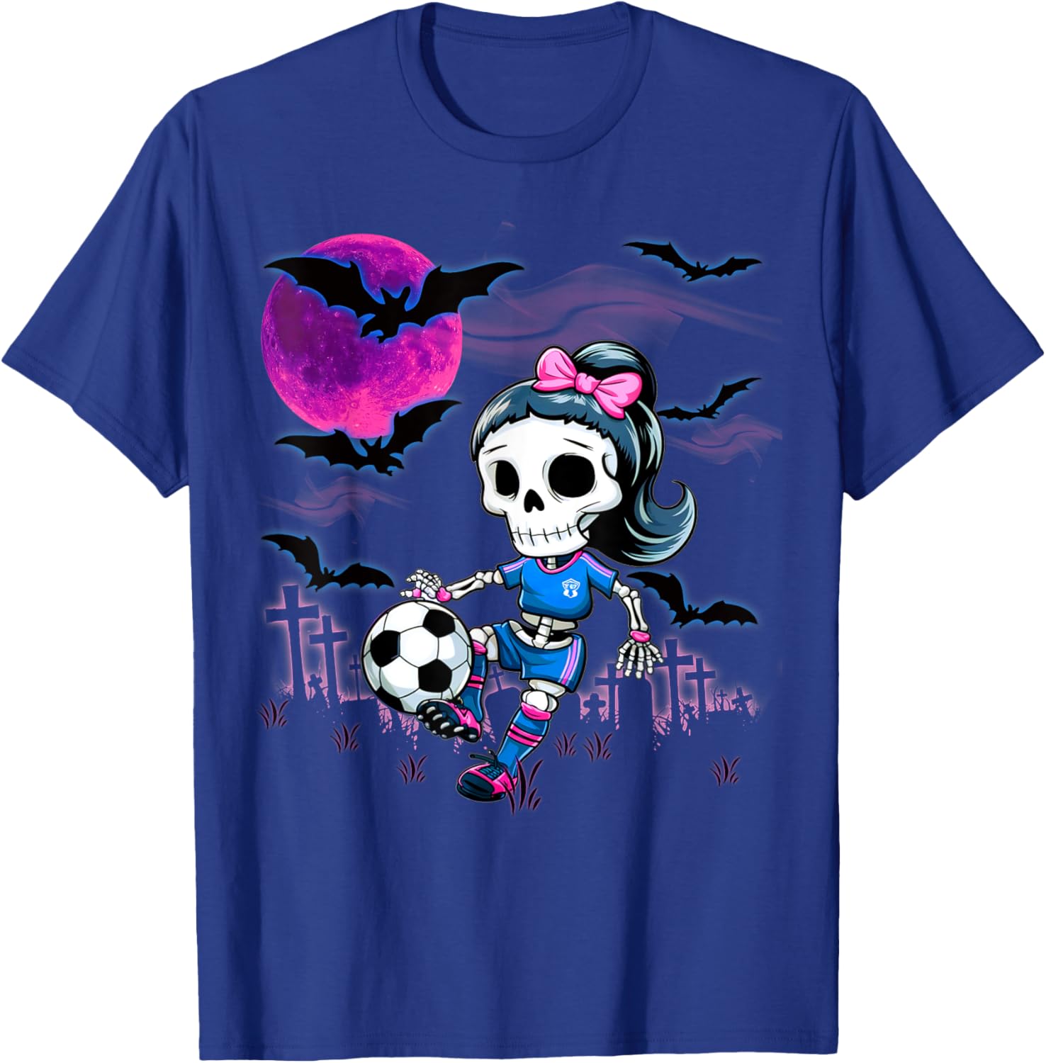 Halloween Soccer Ghouls Trick or Treat at the Soccer Field T-Shirt - T-Shirt | Royal