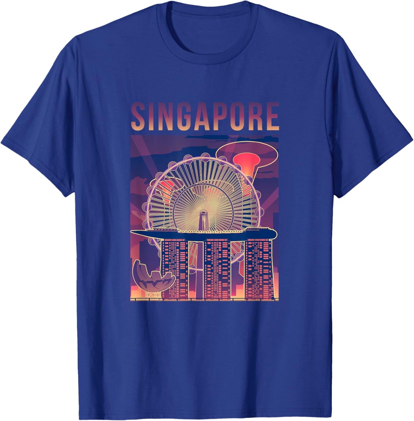 Singapore Travel Outfit City Skyline With Iconic Landmarks T-Shirt - T-Shirt | Royal