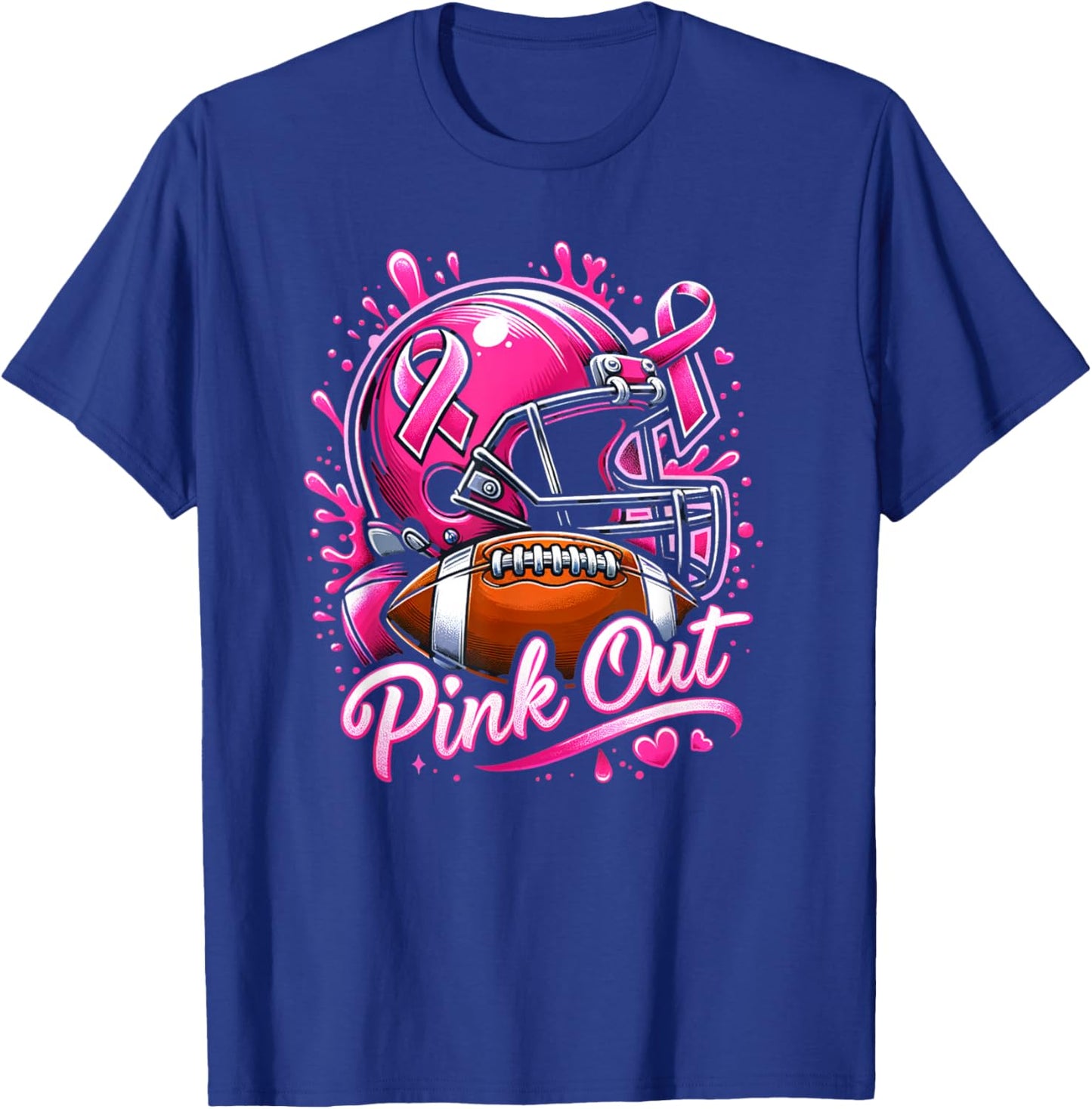 Pink Out Tackle Breast Cancer Awareness American Football T-Shirt - T-Shirt | Royal