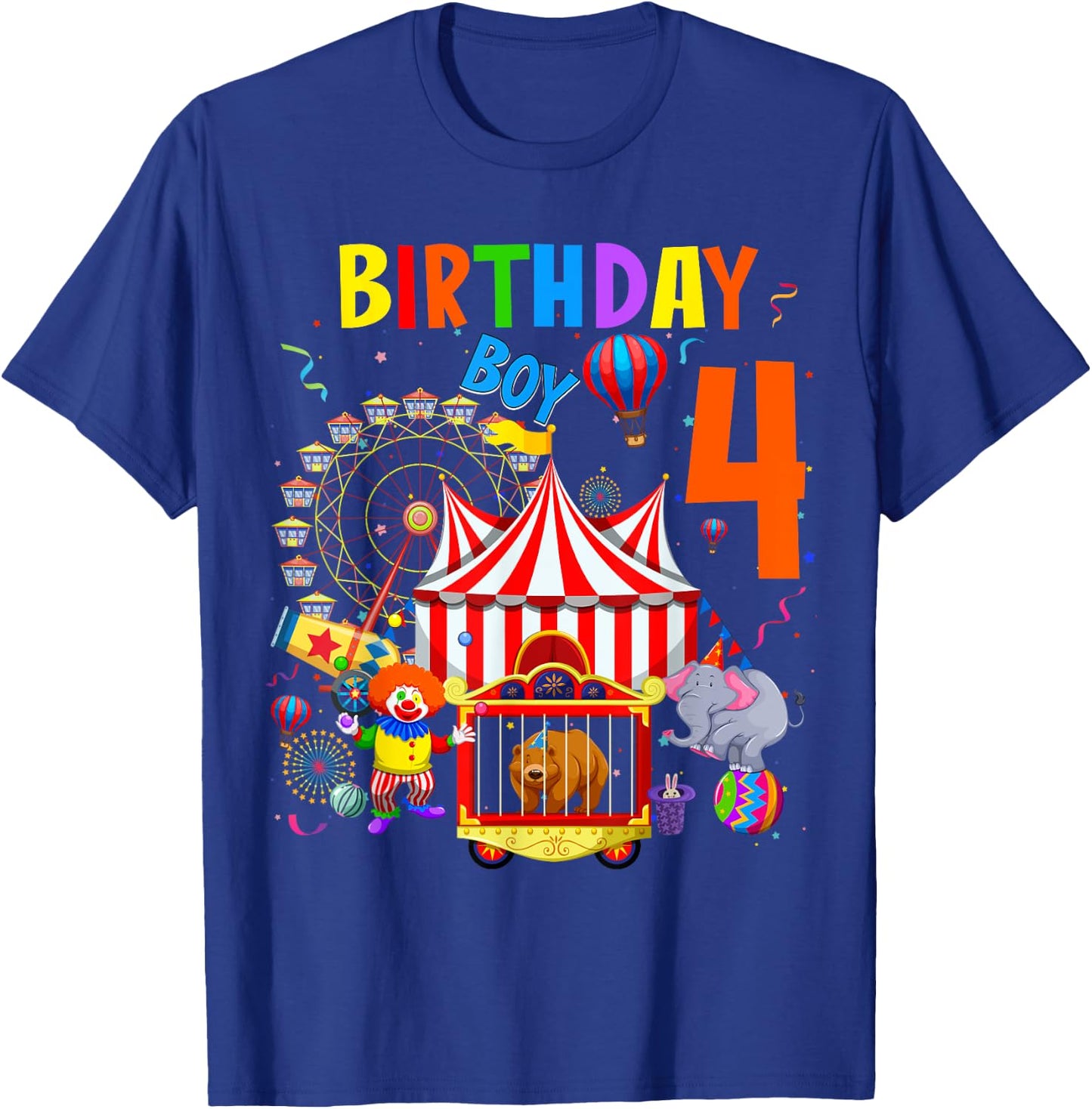 Children's 4th Birthday Boy Themes 4 Years Old Circus T-Shirt - T-Shirt | Royal