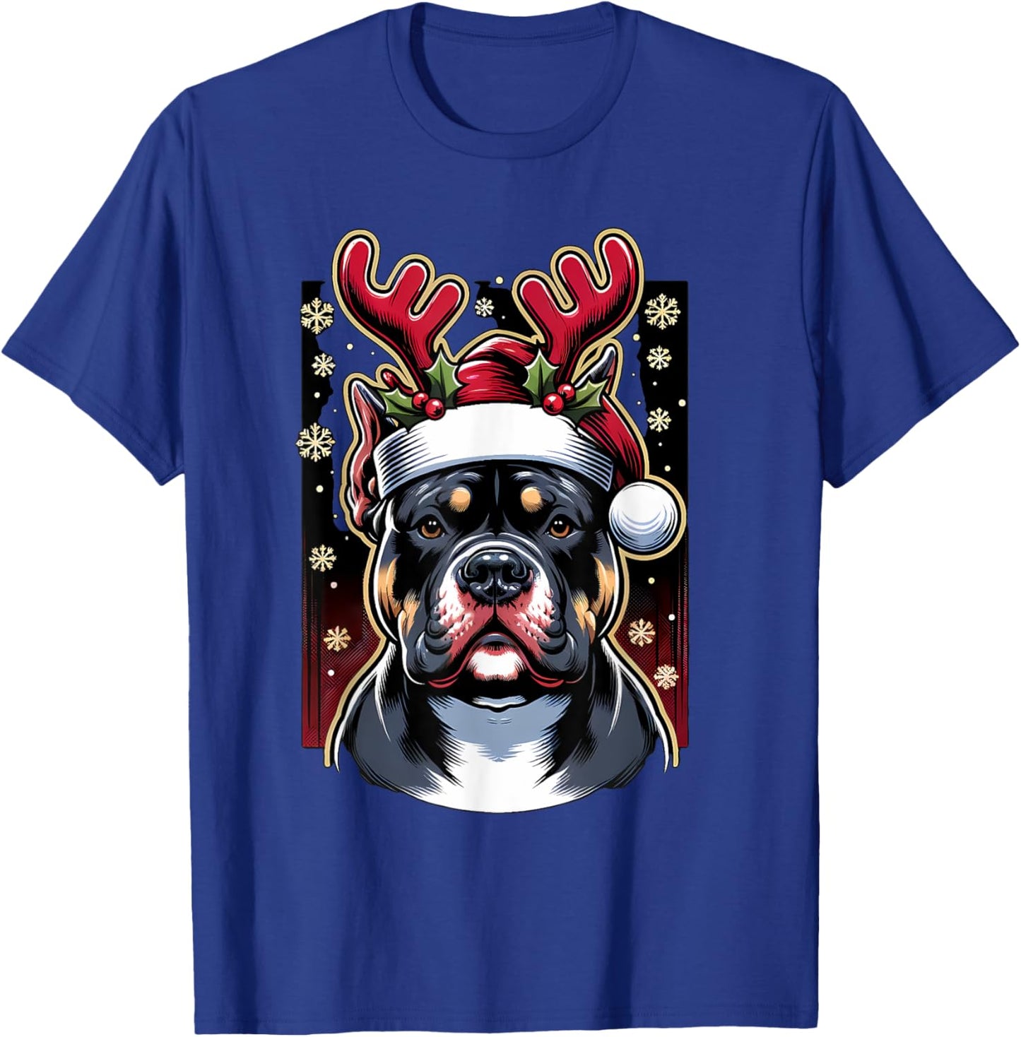 Christmas American Bully Dog Reindeer T-Shirt - T-Shirt | Royal