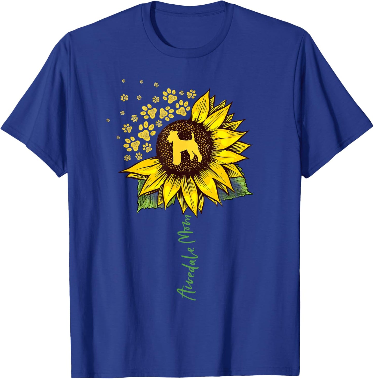 Airedale Mom Sunflower Airedale Terrier Gifts Dog Mom Mama T-Shirt - T-Shirt | Royal