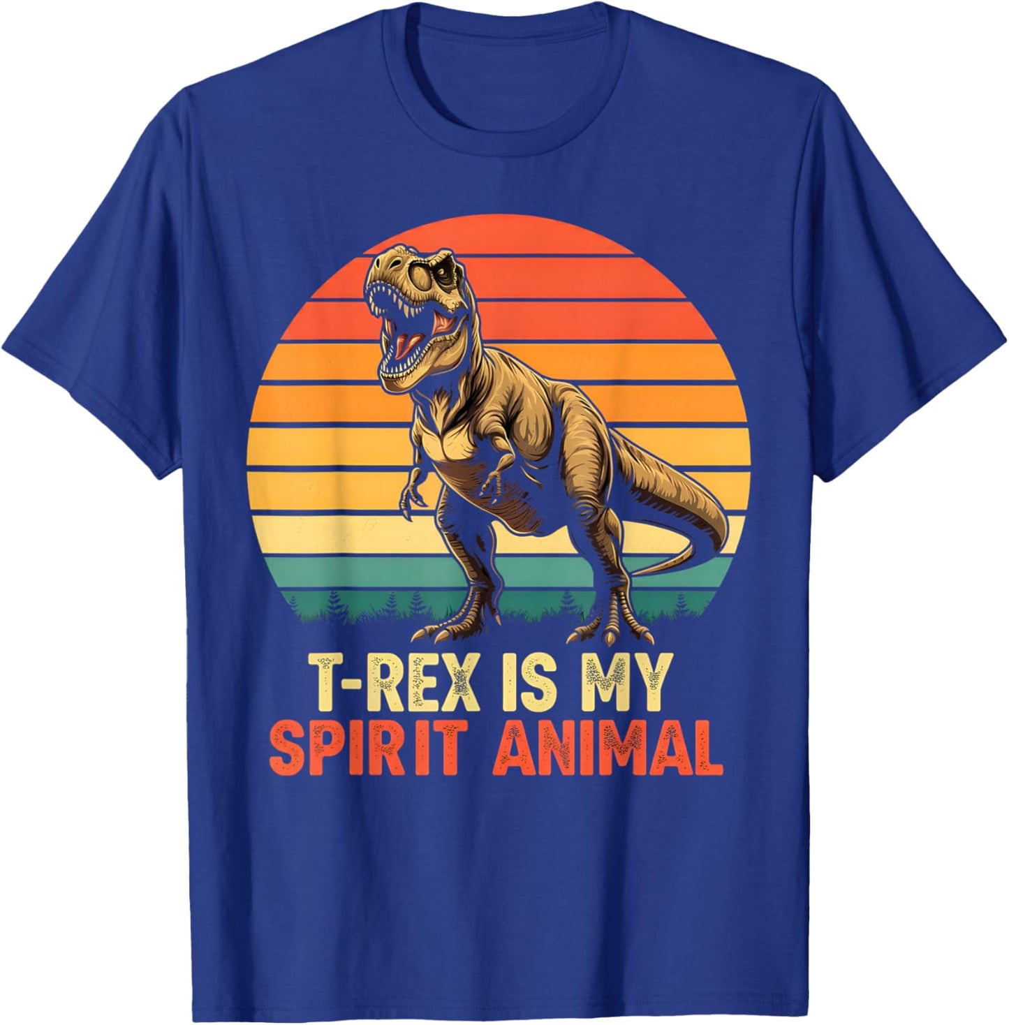 T-Rex is My Spirit Animal Funny Dinosaur Fan Retro Graphic T-Shirt - T-Shirt | Royal