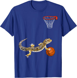 Leopard Gecko Playing Sports Lizard & Reptiles Basketball T-Shirt - T-Shirt | Royal