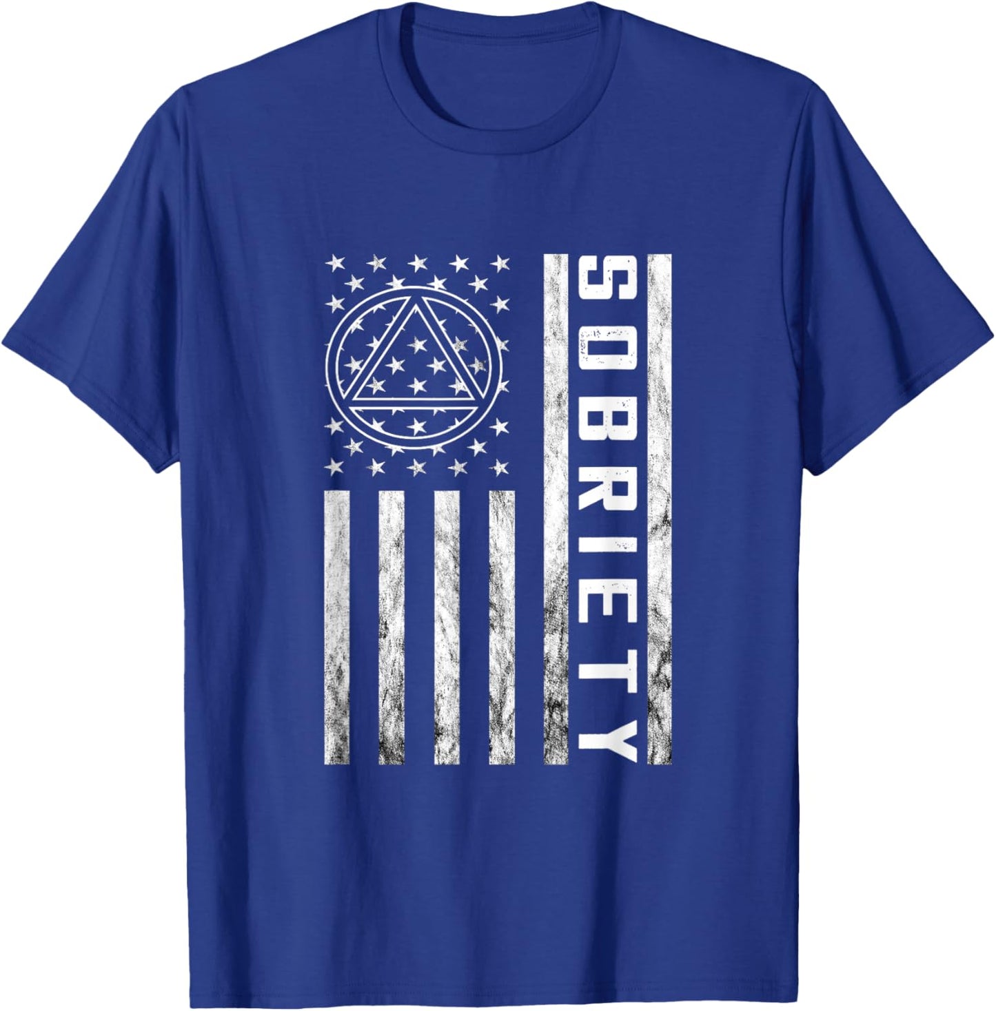 Sobriety Vintage American Flag Alcoholic Abstinence Sober T-Shirt - T-Shirt | Royal