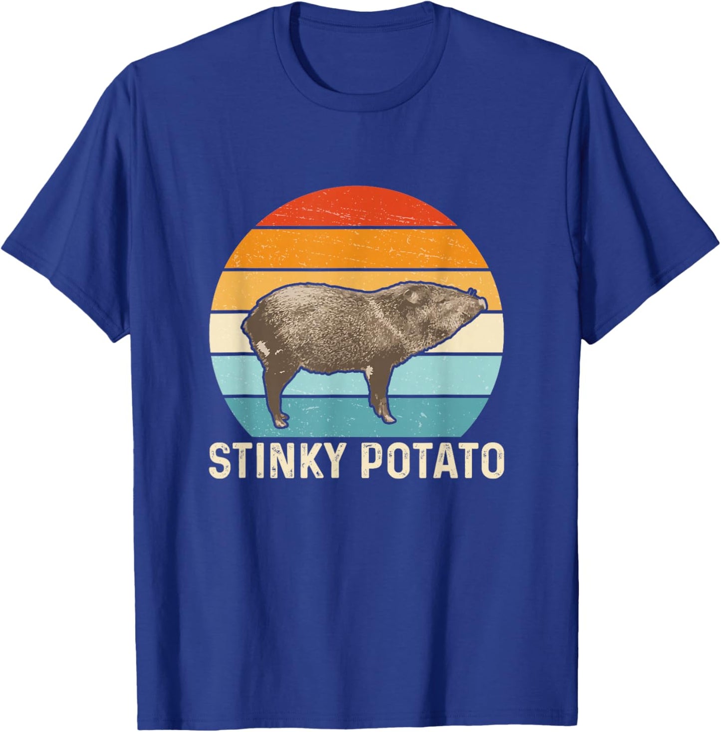 Vintage Retro Javelina Wild Pig Stinky Potato Peccary Hunter T-Shirt - T-Shirt | Royal