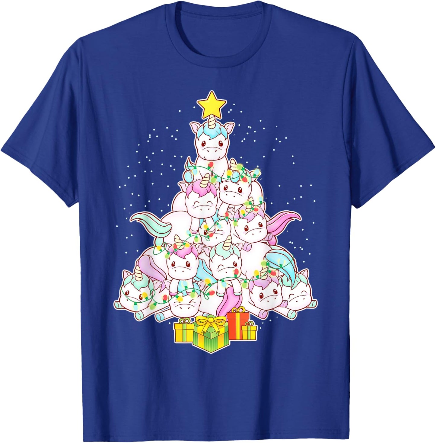 Unicorns Christmas Tree Unicorn Cute Girls Women Mom Kids T-Shirt - T-Shirt | Royal