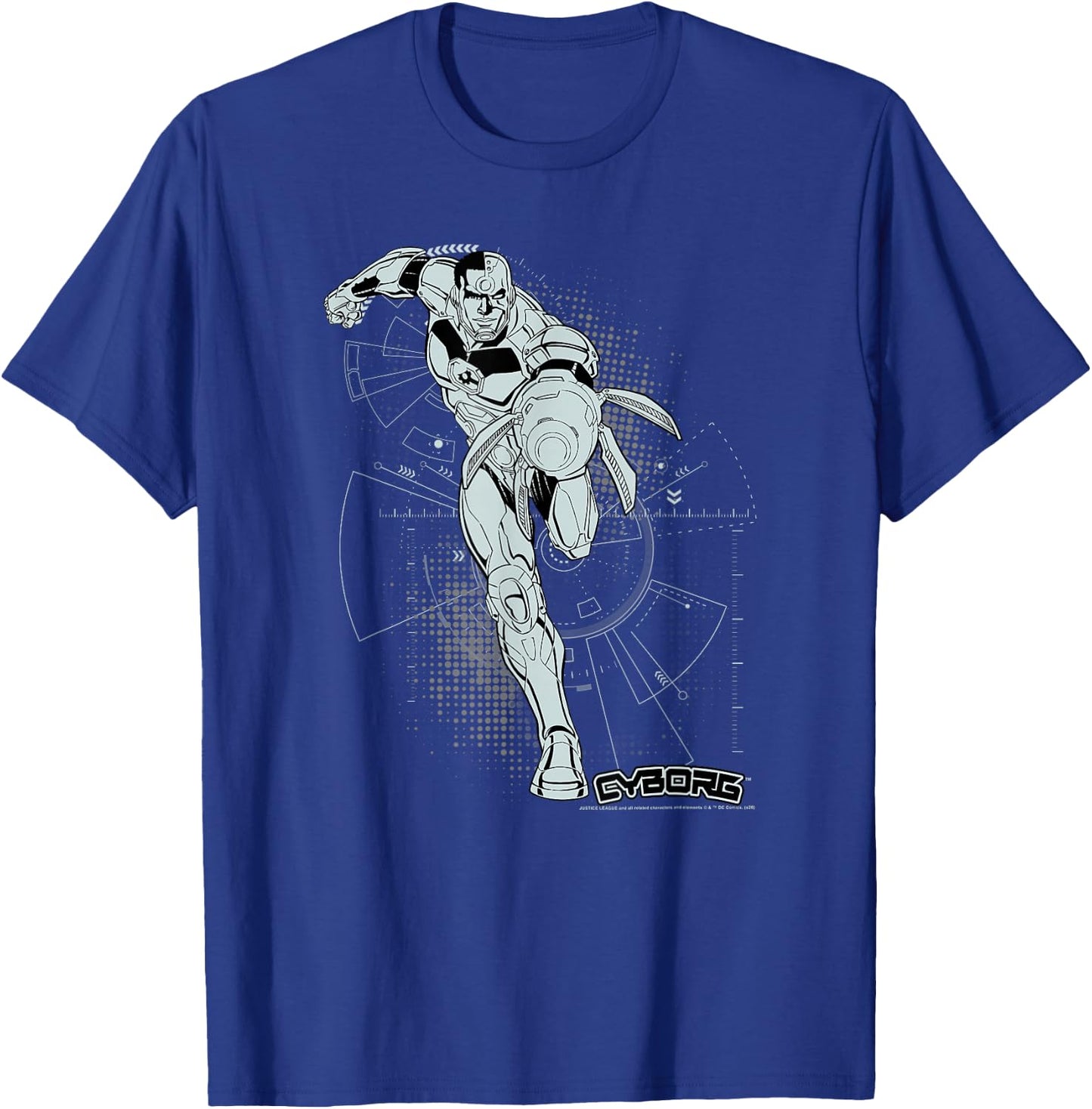 DC Comics Justice League Cyborg Comic Battle Plans T-Shirt - T-Shirt | Royal