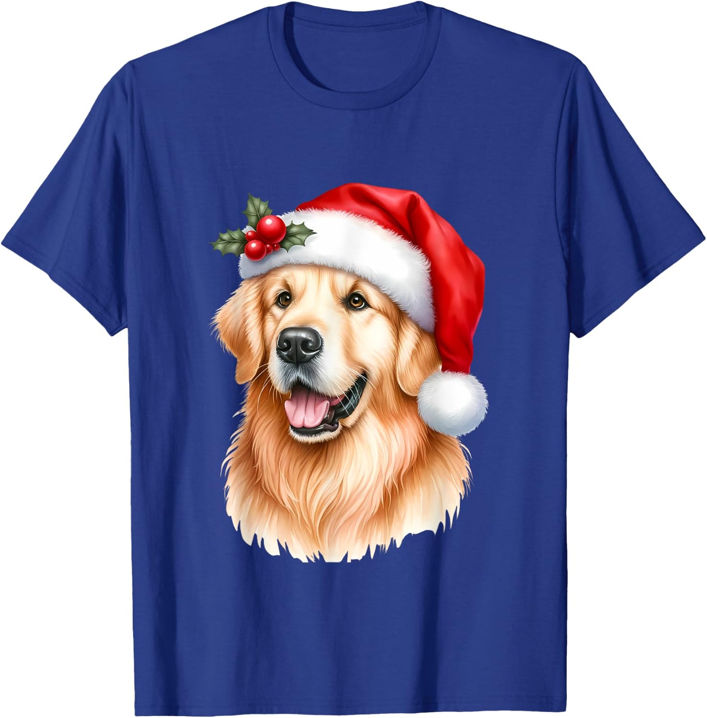 Christmas Golden Retriever Santa Hat Dog Lover Xmas Women Kids T-Shirt - T-Shirt | Royal