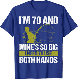 70 Year Old Fishing Lure Fisherman Rod Funny 70 Birthday T-Shirt - T-Shirt | Royal
