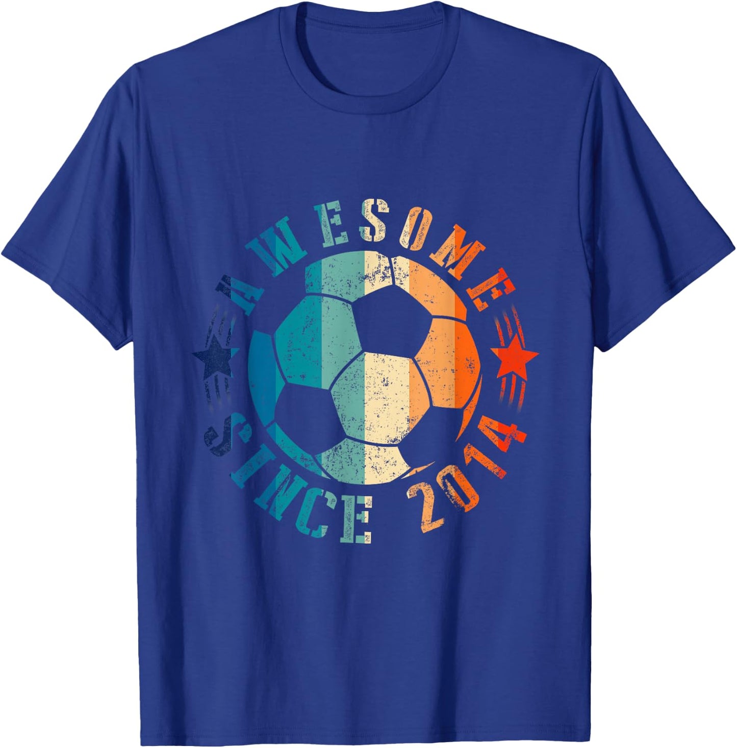 Awesome Since 2014 9th Birthday 9 Year Old Soccer Player T-Shirt - T-Shirt | Royal