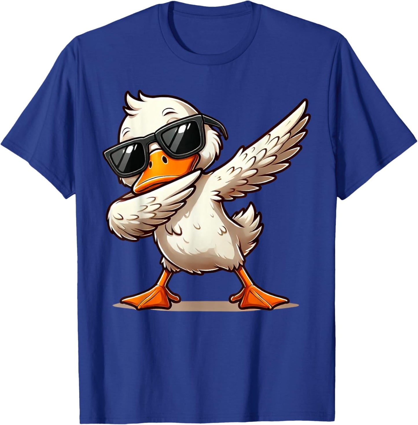 Quirky Bird Designs BY TEERA Dabbing Duck with Sunglasses Funny Cartoon Graphic T-Shirt - T-Shirt | Royal