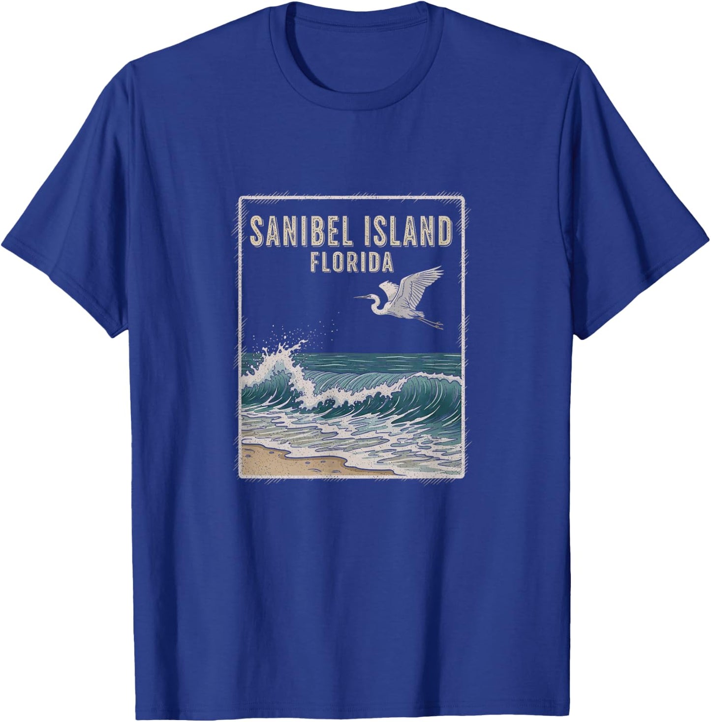 Vintage Sanibel Island Florida Drawing Art Design T-Shirt - T-Shirt | Royal