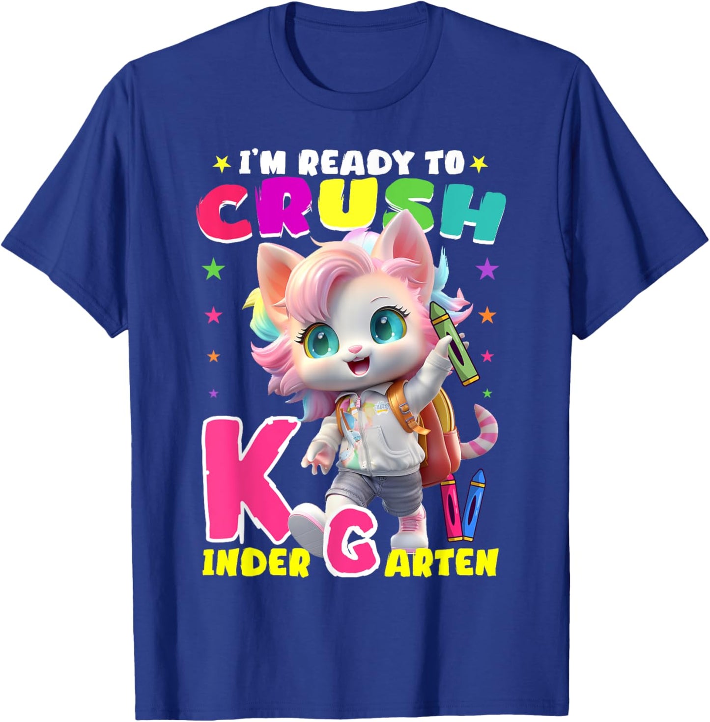 I'm Ready To Crush Kindergarten Unicorn Back To School Girls T-Shirt - T-Shirt | Royal