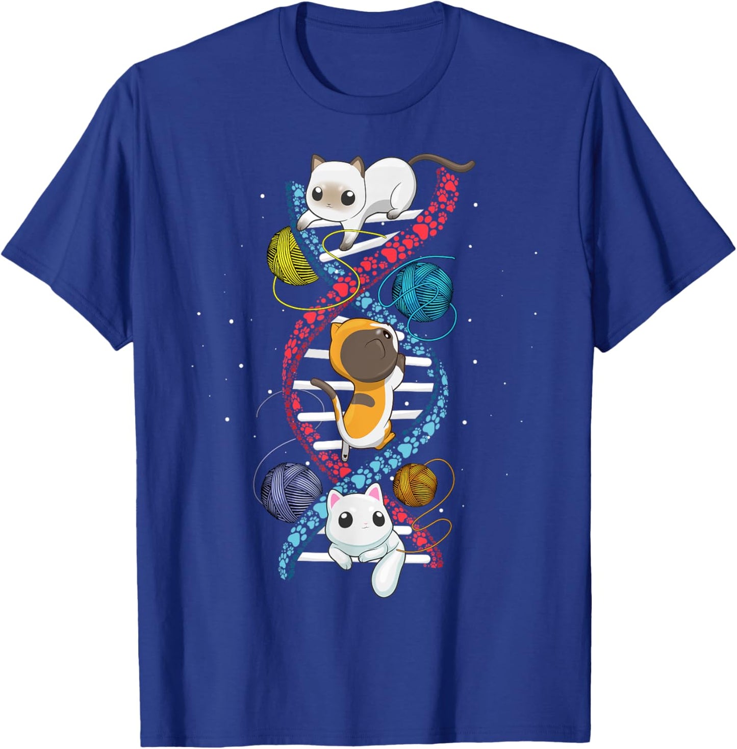 Cats DNA Cat Molecular Helix Genetics Biology Kitten Geek Men Women Girls Kids T-Shirt - T-Shirt | Royal