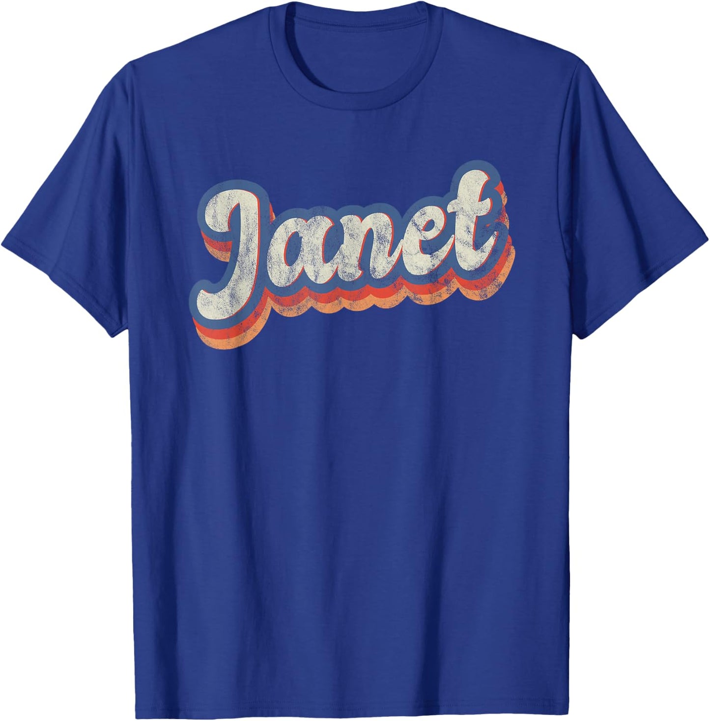 Janet Personalized Name Shirt Custom Lettering 70's T-Shirt - T-Shirt | Royal