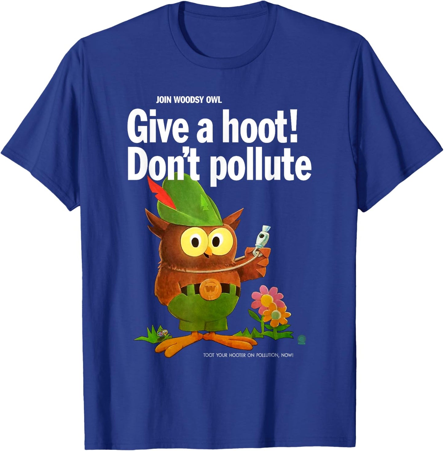 Woodsy Owl Retro Give a Hoot Don't Pollute T-Shirt - T-Shirt | Royal