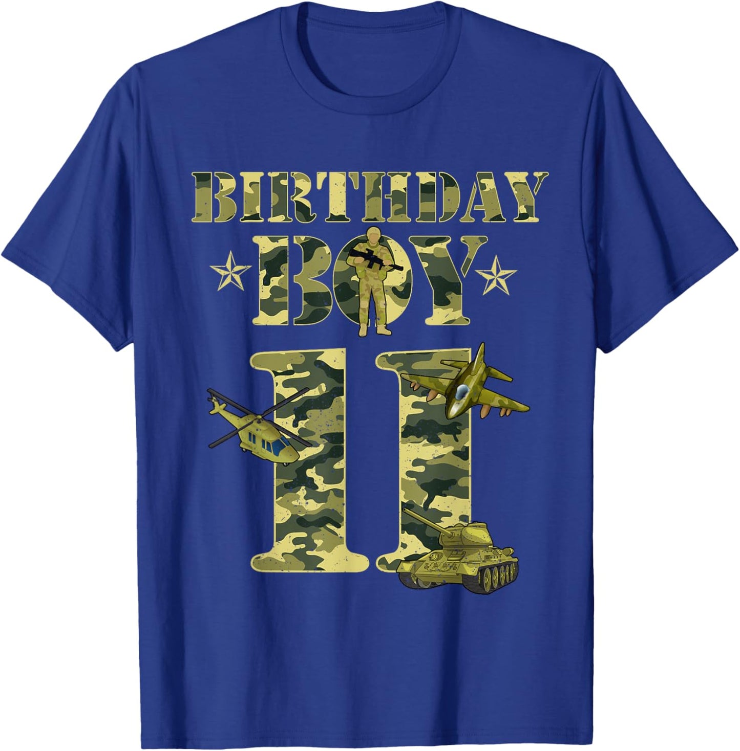 11th Birthday Military Themed Camo Boys 11 Yrs Old Soldier T-Shirt - T-Shirt | Royal