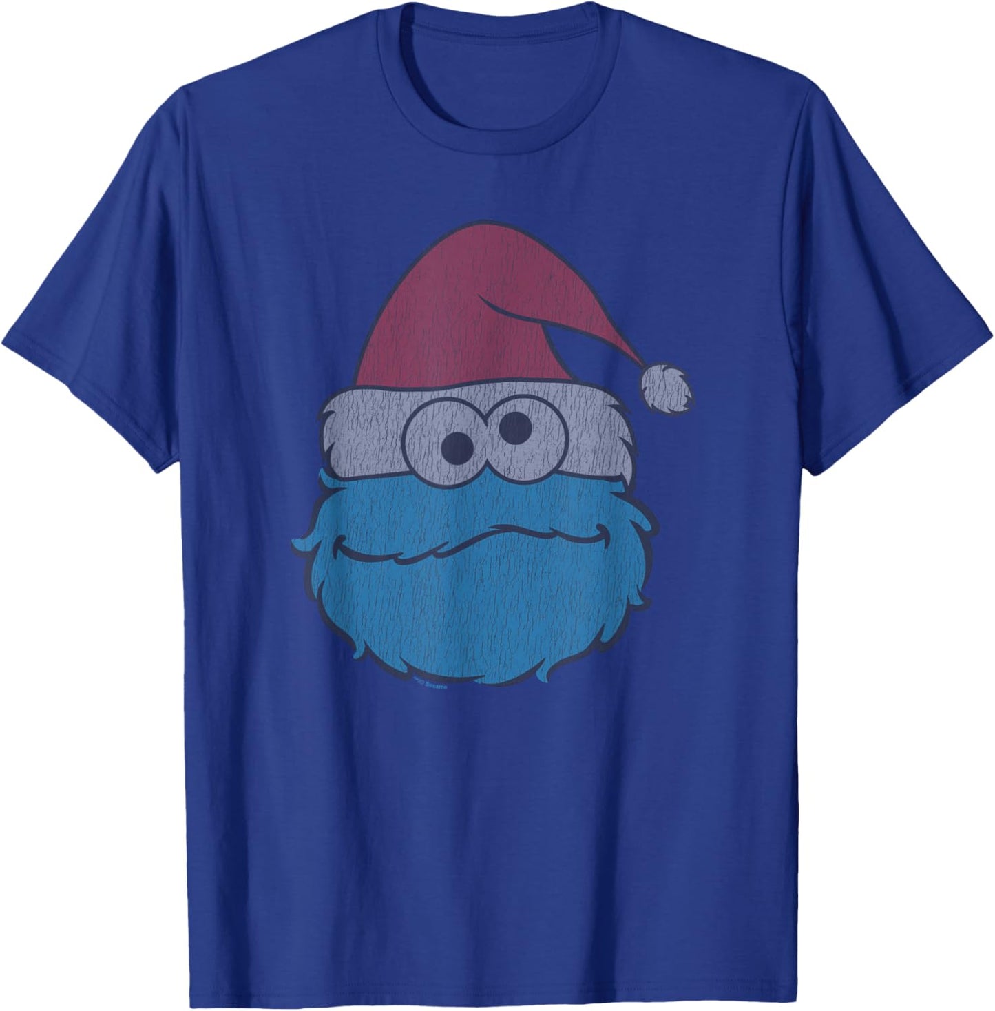 Sesame Street Cookie Monster Distressed Christmas Santa Hat T-Shirt - T-Shirt | Royal