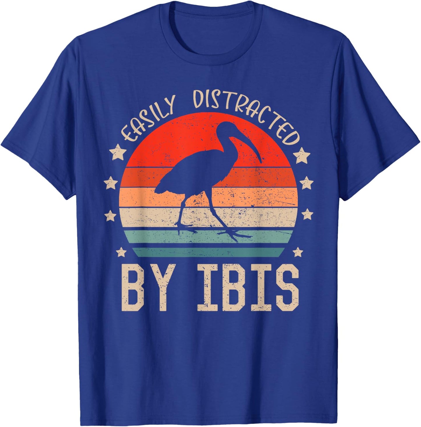 Easily Distracted By Ibis Retro Funny Birds Ibis Lover T-Shirt - T-Shirt | Royal