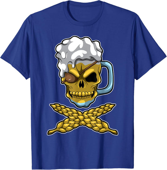 Beer Mug Skull And Bones - Brewery Pirate - Brewage Symbol T-Shirt - T-Shirt | Royal