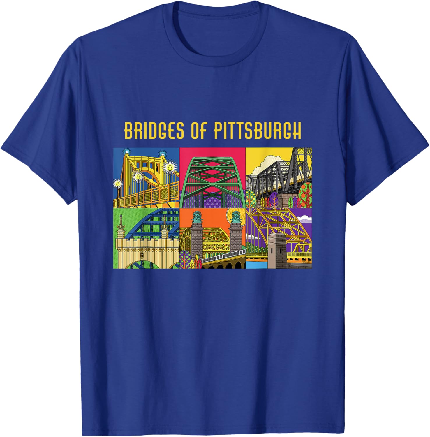 Vintage Retro Bridges Of Pittsburgh Pennsylvania T-Shirt - T-Shirt | Royal