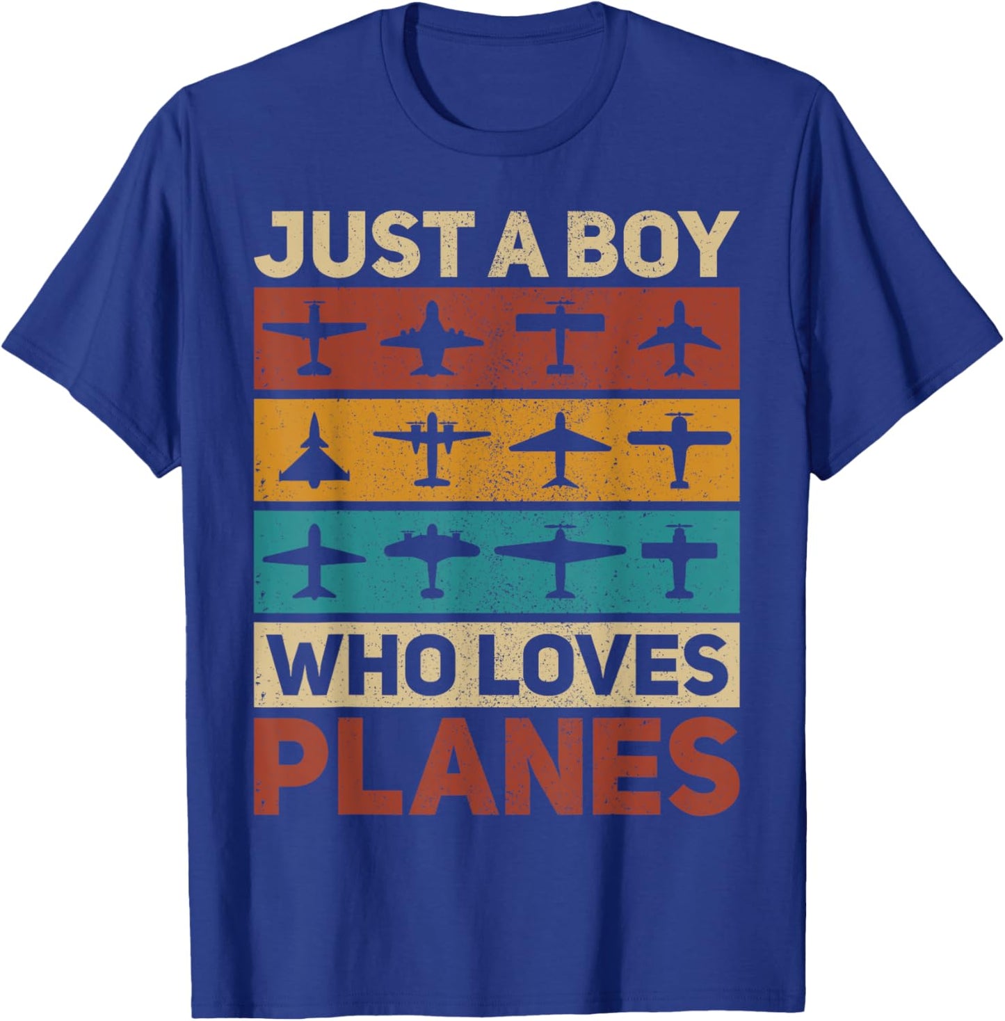 Just A Boy Who Loves Planes Pilot Plane Aviation Airplane T-Shirt - T-Shirt | Royal
