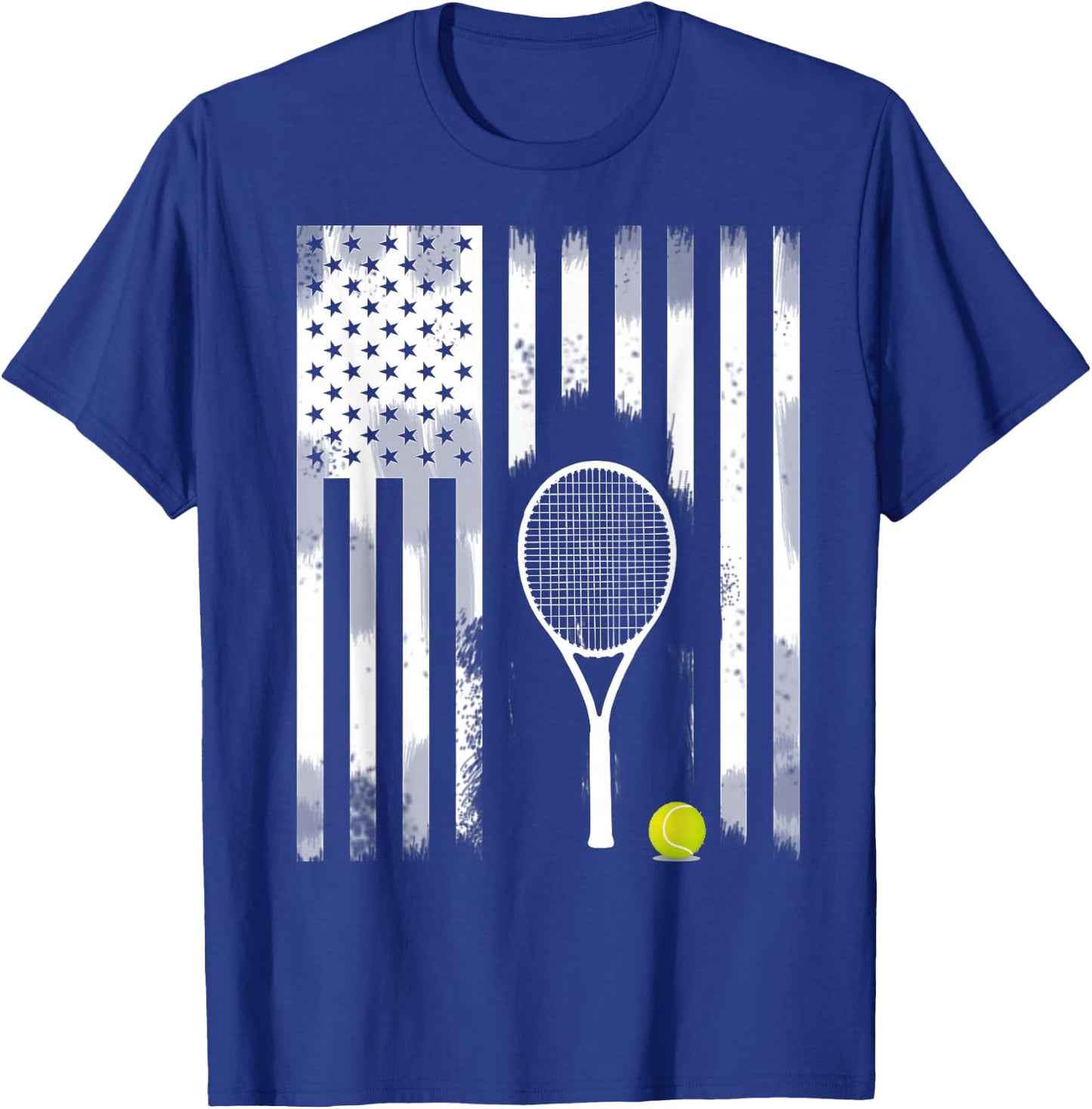 Tennis American Flag USA America Tennis Open Patriot T-Shirt - T-Shirt | Royal