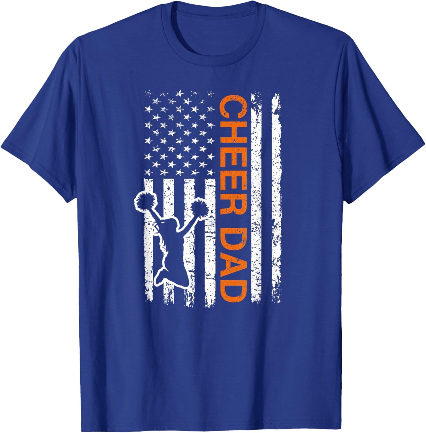 Cheer Dad Flag Orange Cheerleading T-Shirt - T-Shirt | Royal