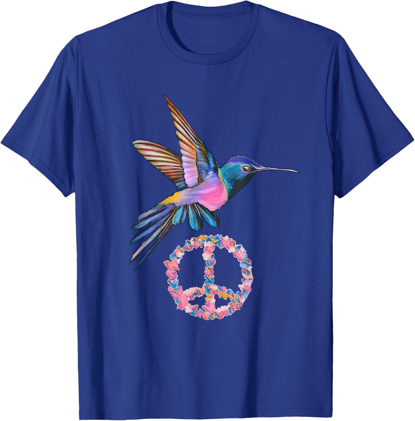 HUMMINGBIRD PEACE BIRD FLOWER POWER Hippie gift women T-Shirt - T-Shirt | Royal