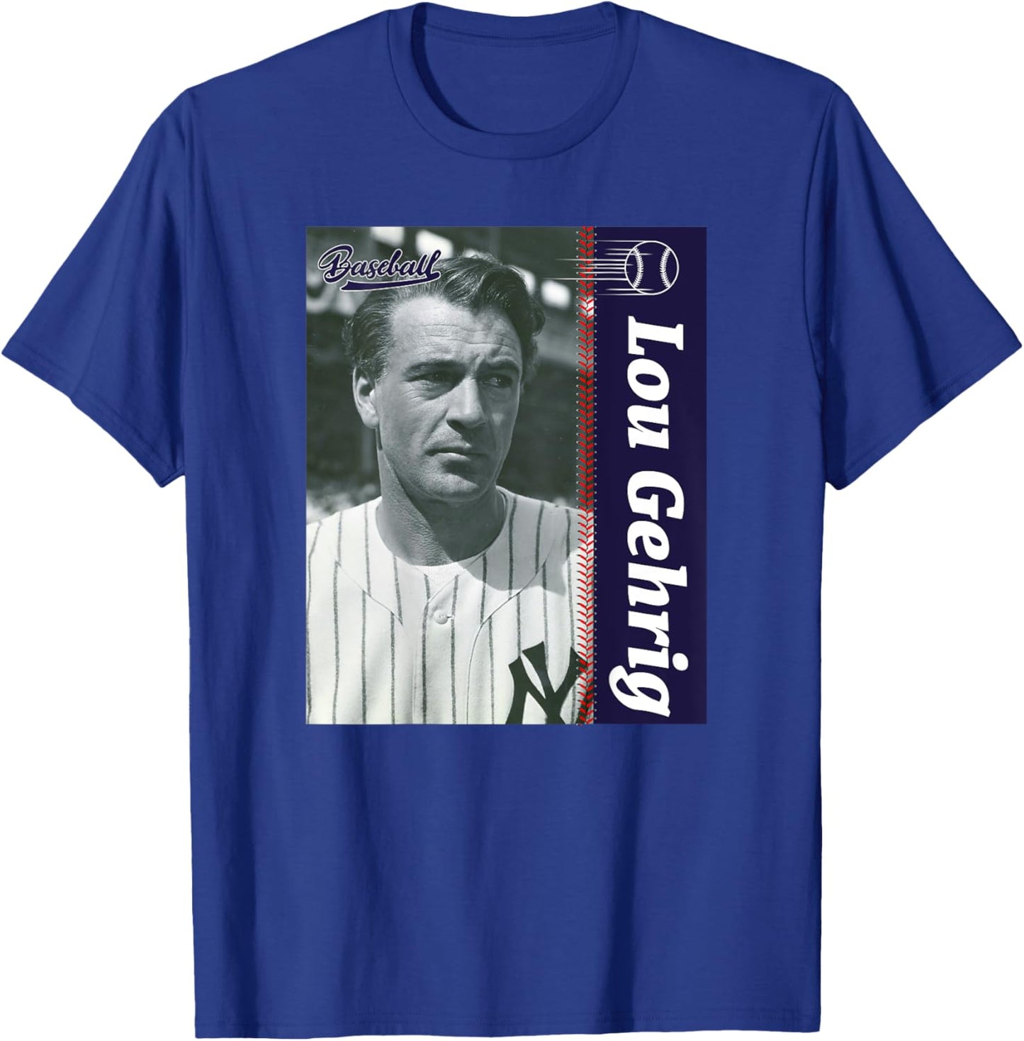 Lou Gehrig_Baseball_Back Printed T-Shirt - T-Shirt | Royal